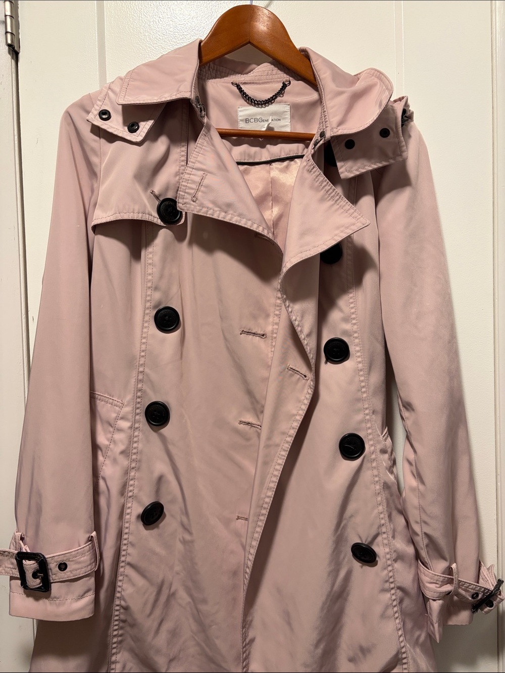 BCBGMaxAzria Blush Pink Double-Breasted Trench Coat